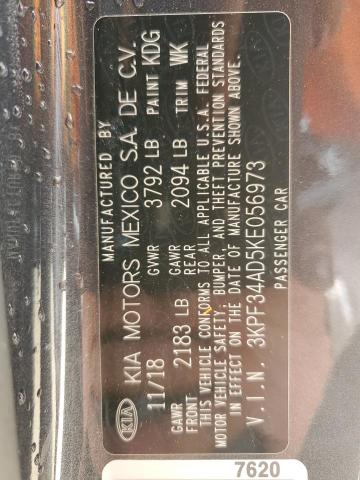3KPF34AD5KE056973 KIA Forte Gt Line