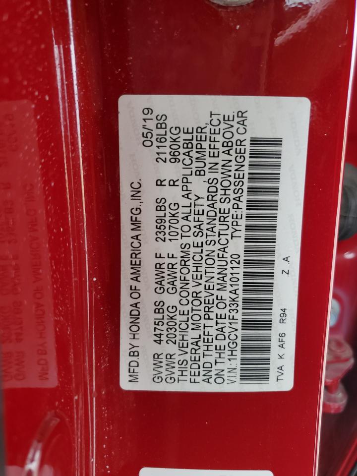 1HGCV1F33KA101120 HONDA ACCORD 2019