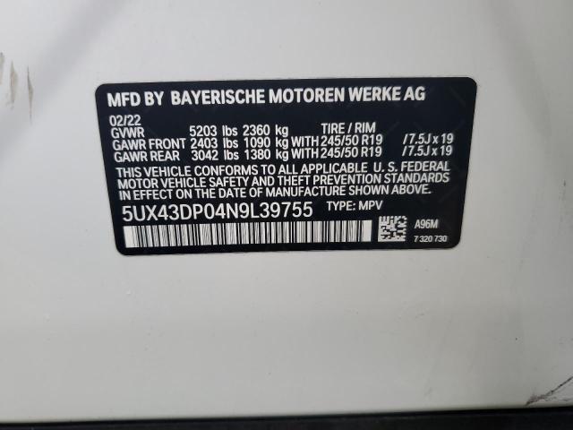 5UX43DP04N9L39755 2022 BMW X3, photo no. 13