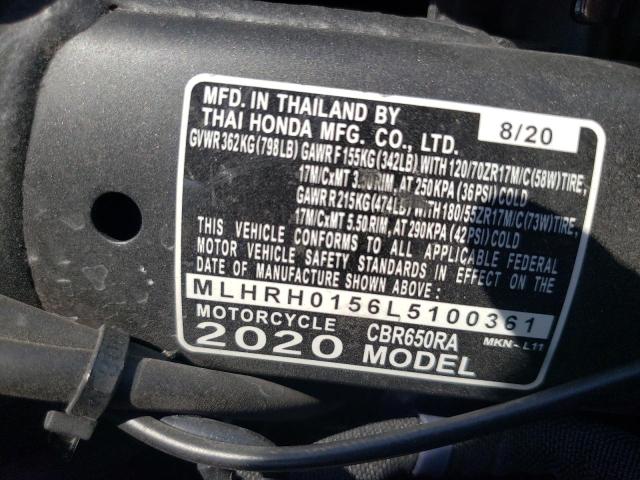 2020 HONDA CBR650 RA MLHRH0156L5100361