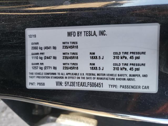 5YJ3E1EAXLF606451 Tesla MODEL 3