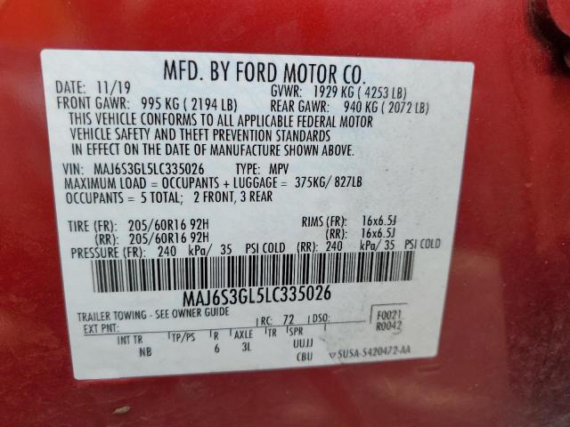 MAJ6S3GL5LC335026 Ford Ecosport Se