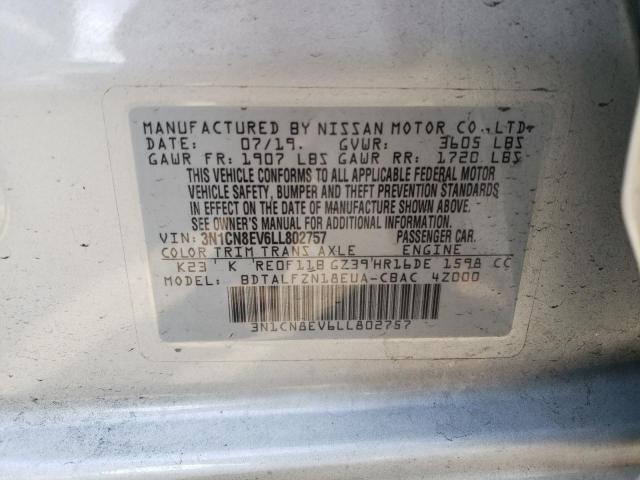 3N1CN8EV6LL802757 Nissan VERSA SV