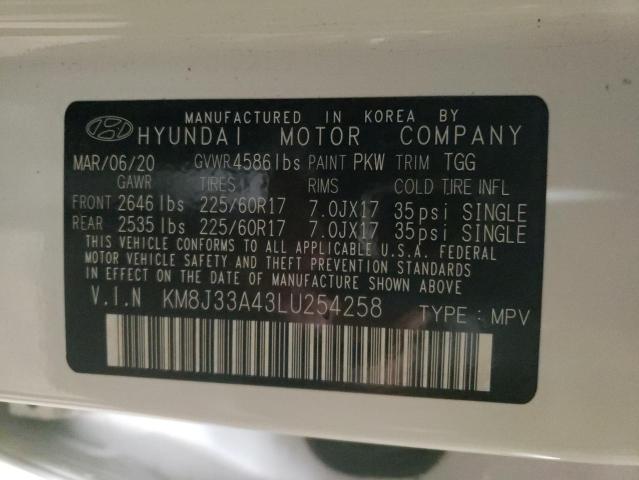 2020 HYUNDAI TUCSON LIM - KM8J33A43LU254258