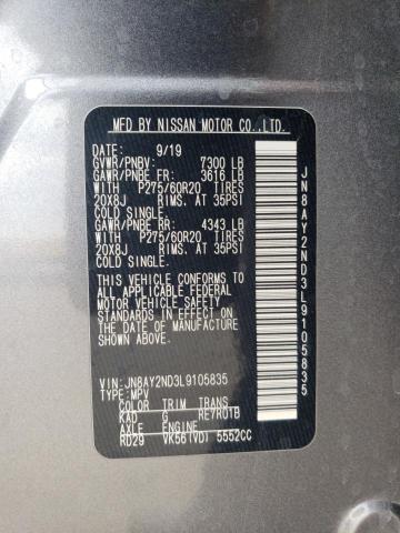 JN8AY2ND3L9105835 Nissan ARMADA SV