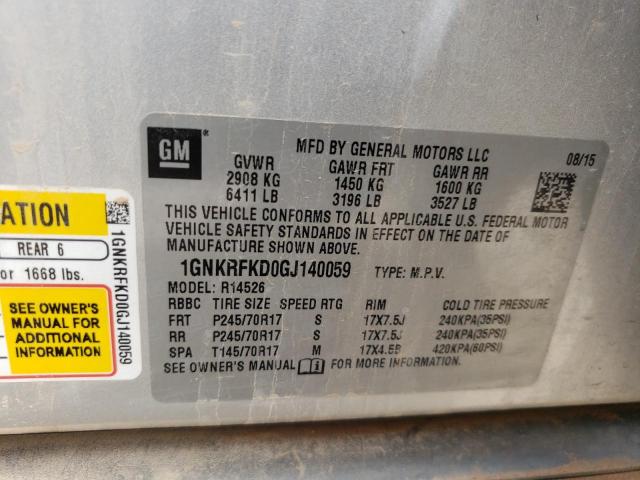1GNKRFKD0GJ140059 Chevrolet Traverse Ls