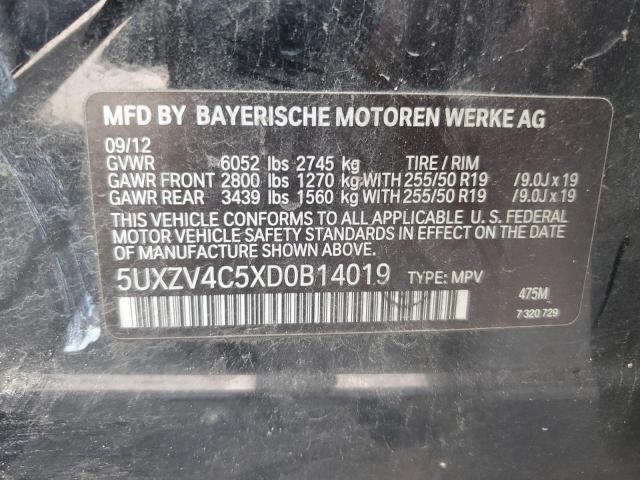 VIN 5UXZV4C5XD0B14019 2013 BMW X5, Xdrive35I no.12