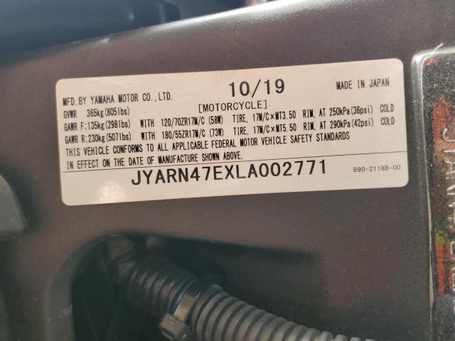 2020 YAMAHA XSR900 JYARN47EXLA002771