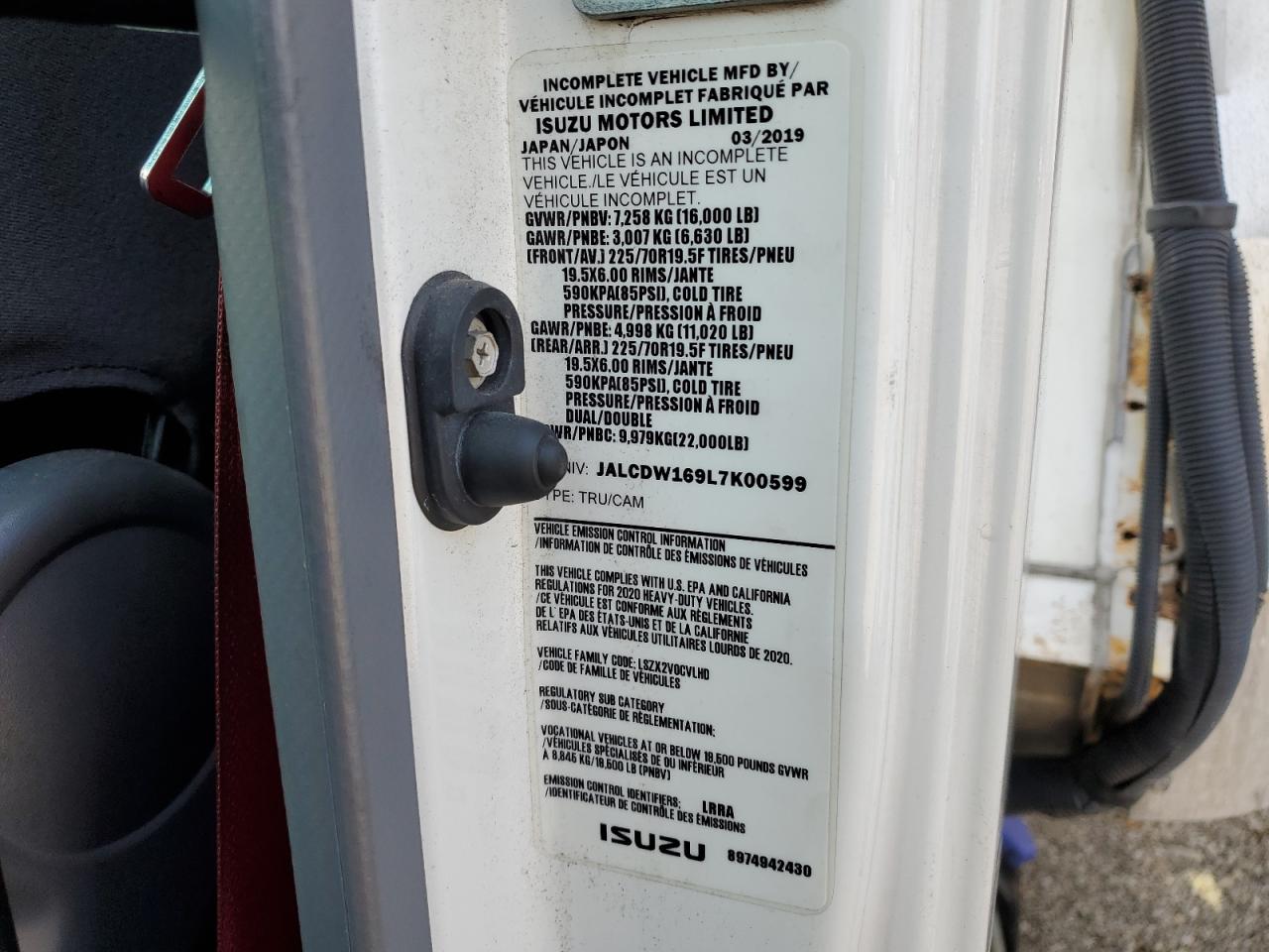 JALCDW169L7K00599 CHEVROLET C/K4500 2020