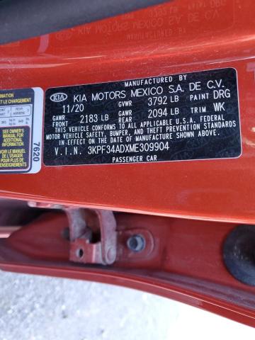 3KPF34ADXME309904 Kia Forte GT L 12