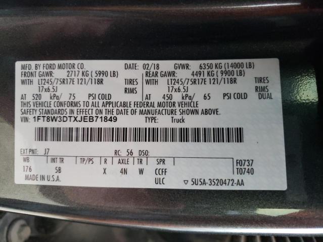 2018 FORD F350 SUPER - 1FT8W3DTXJEB71849