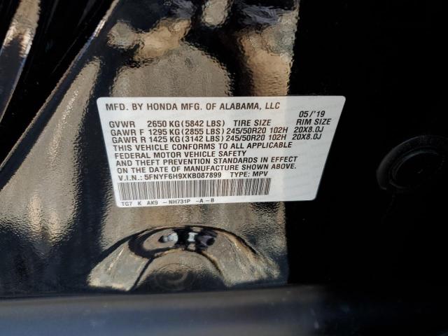 5FNYF6H9XKB087899 Honda Pilot Touring