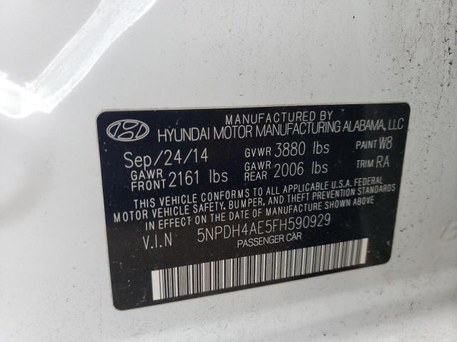 5NPDH4AE5FH590929 Hyundai ELANTRA SE