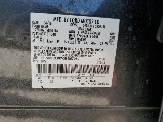 2FMPK3J97GBB57987 2016 FORD EDGE, photo no. 12