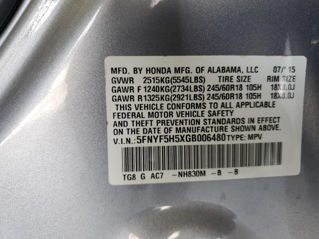 VIN 5FNYF5H5XGB006480 2016 HONDA PILOT no.13