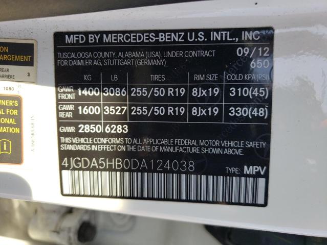 VIN 4JGDA5HB0DA124038 2013 Mercedes-Benz ML-Class, ... no.13