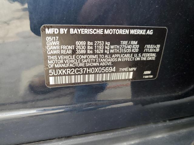 5UXKR2C37H0X05694 2017 BMW X5, photo no. 13