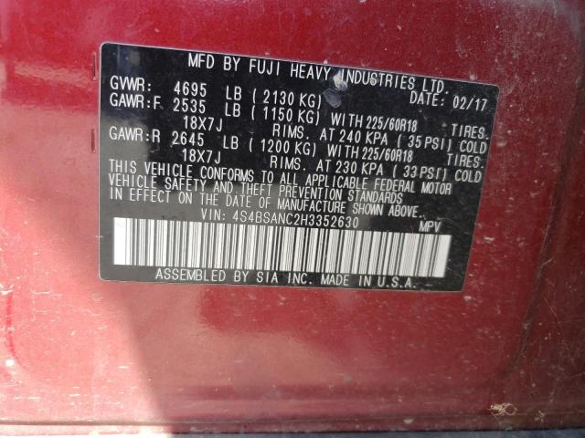 4S4BSANC2H3352630 Subaru Outback 2.5i Limited