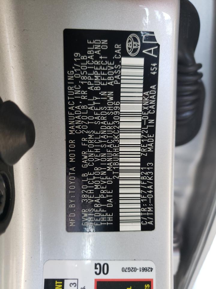 2T1BURHE3KC230996 TOYOTA COROLLA 2019