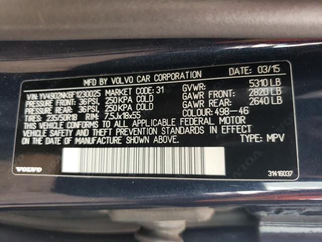 2015 VOLVO XC70 T6 PR YV4902NK6F1230025