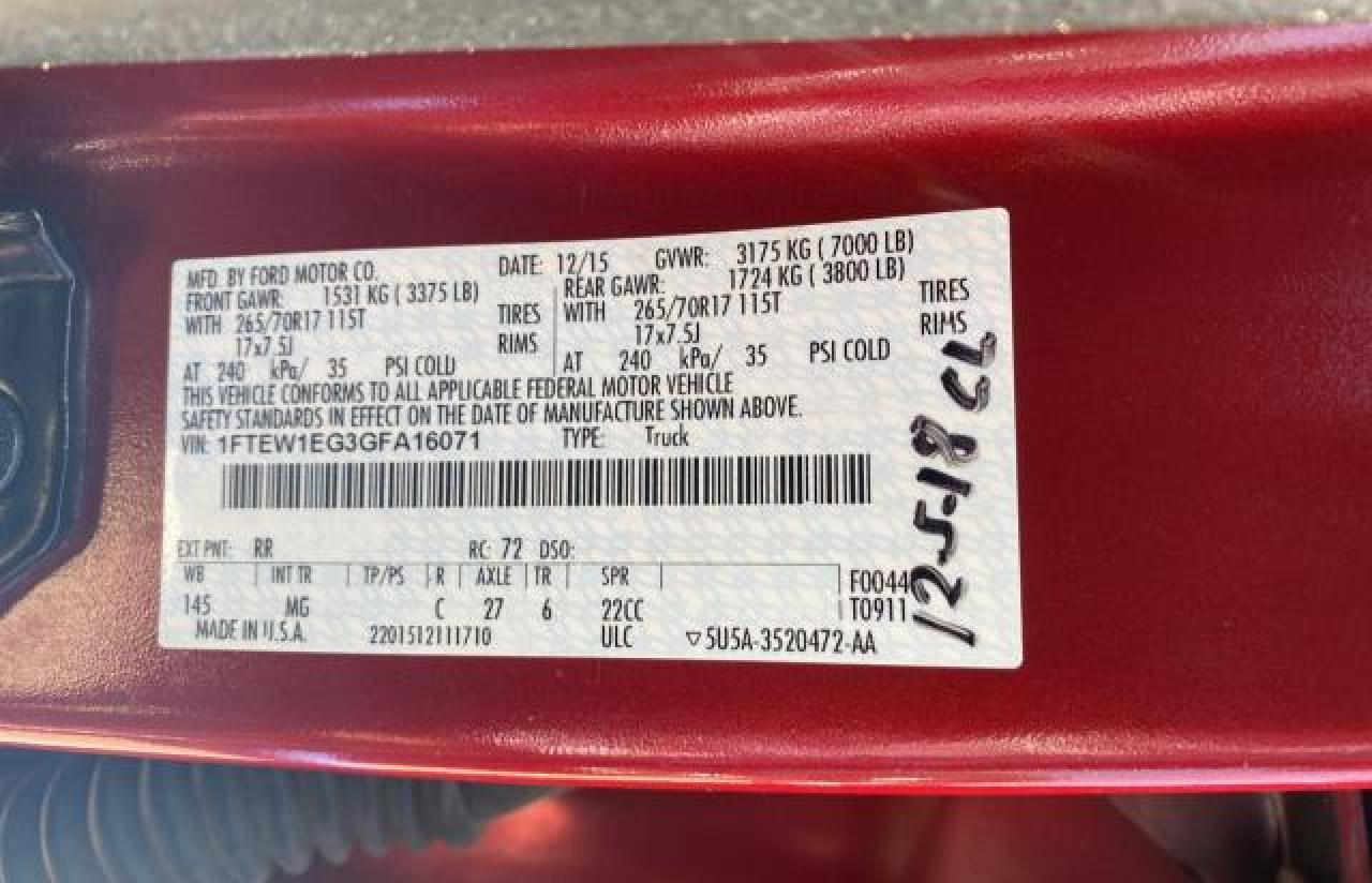 1FTEW1EG3GFA16071 FORD F-150 2016