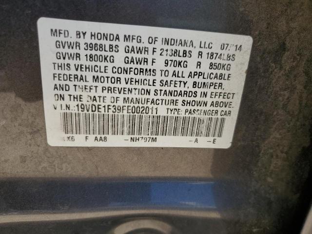 2015 ACURA ILX 20 19VDE1F39FE002011