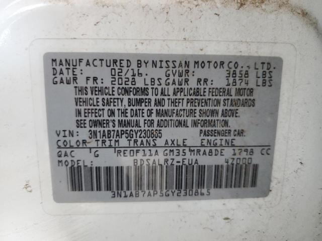 3N1AB7AP5GY230865 Nissan SENTRA S