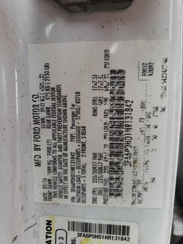 3FA6P0HD1HR131842 Ford FUSION SE