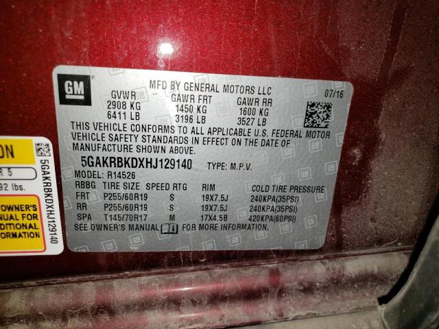 5GAKRBKDXHJ129140 Buick Enclave