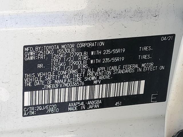 2021 TOYOTA RAV4 PRIME - JTMEB3FV7MD036576