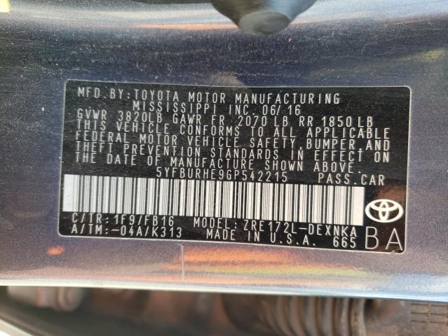 5YFBURHE9GP542215 Toyota COROLLA L