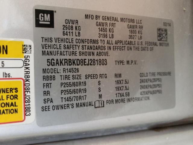 5GAKRBKD8EJ281803 Buick Enclave