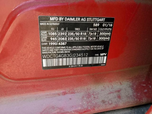 WDCTG4GB3GJ234512 Mercedes-Benz Gla 250 4matic