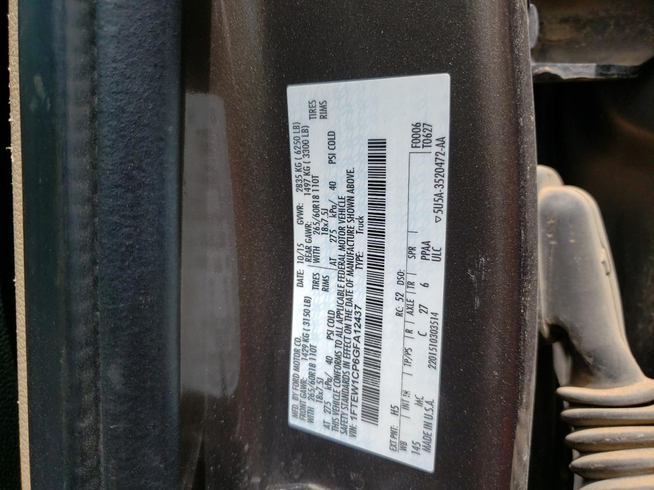 1FTEW1CP6GFA12437 FORD F-150 2016