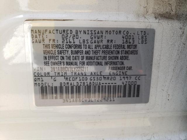 3N1AB8CV3LY229211 Nissan SENTRA SV