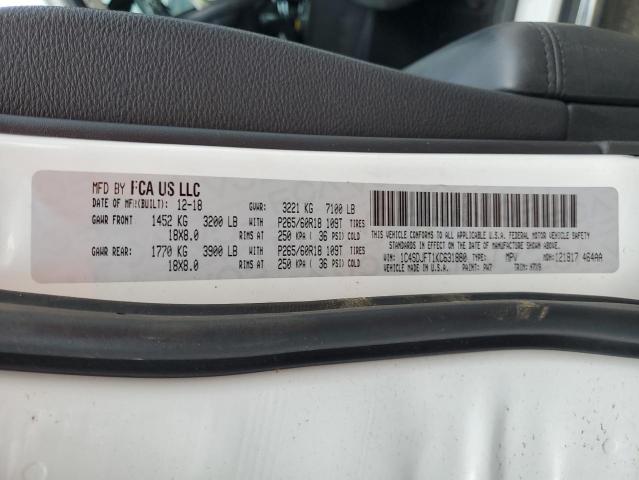 2019 DODGE DURANGO SS 1C4SDJFT1KC631880