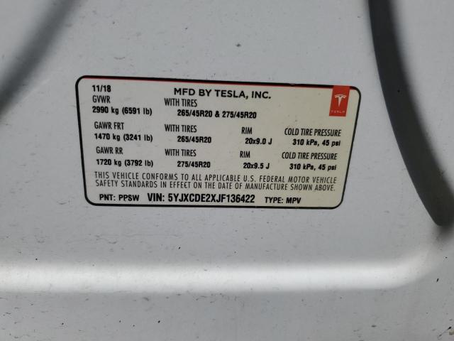 5YJXCDE2XJF136422 Tesla MODEL X