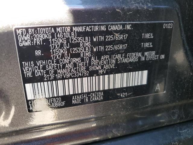 2T3F1RFV9PC334792 Toyota RAV4 LE