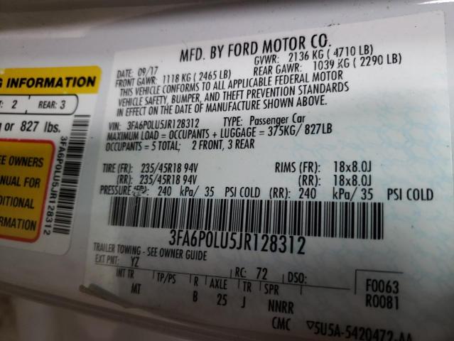 3FA6P0LU5JR128312 2018 FORD FUSION, photo no. 12