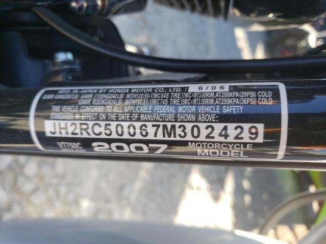 2007 HONDA VT750 JH2RC50067M302429