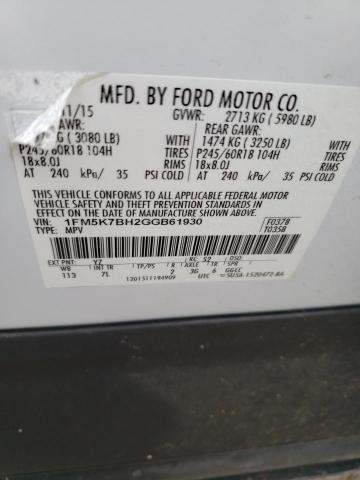 1FM5K7BH2GGB61930 Ford EXPLORER