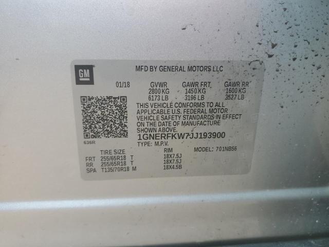 2018 CHEVROLET TRAVERSE L - 1GNERFKW7JJ193900