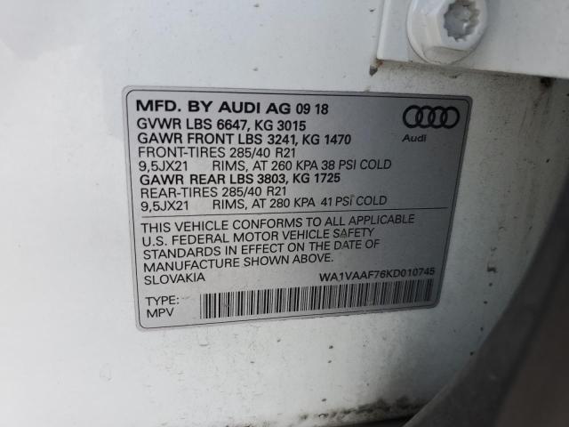 WA1VAAF76KD010745 2019 AUDI Q7, photo no. 13