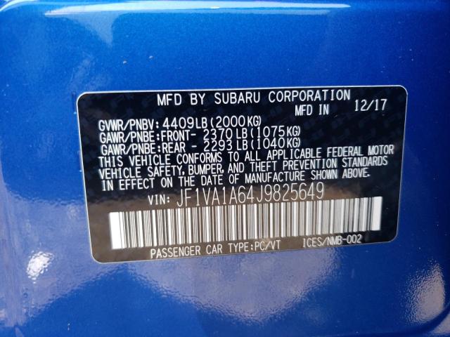 JF1VA1A64J9825649 Subaru WRX
