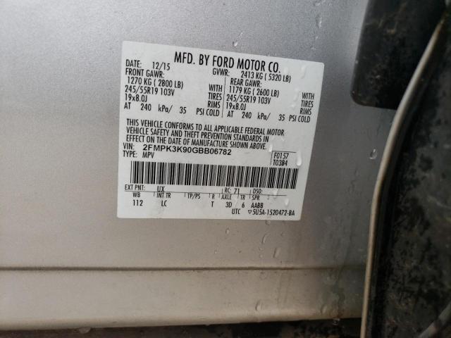 2FMPK3K90GBB06782 2016 FORD EDGE, photo no. 12