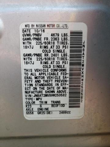 JN8AT2MVXHW250582 Nissan ROGUE S