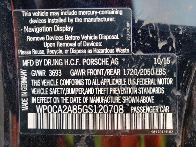 WP0CA2A85GS120708 Porsche Boxster
