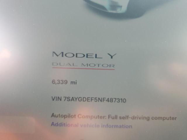 7SAYGDEF5NF487310 Tesla Model Y