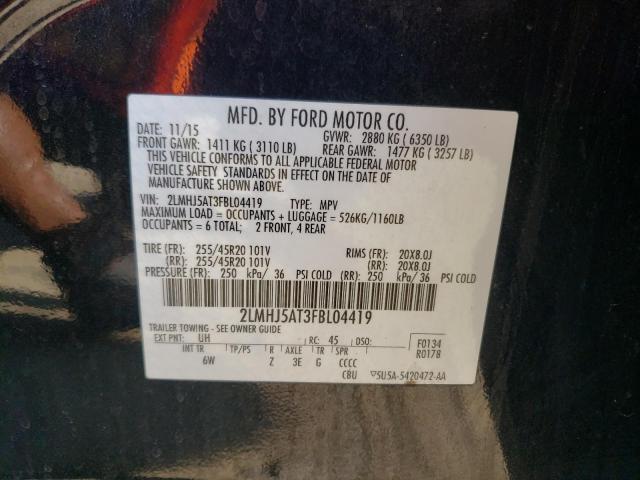2LMHJ5AT3FBL04419 Lincoln MKT