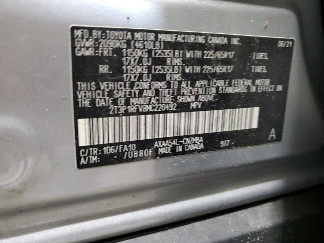 2T3P1RFV8MC220492 Toyota Rav4 Xle